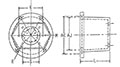 Dimensional Drawing for EM5 Series Pump/Engine Adapters